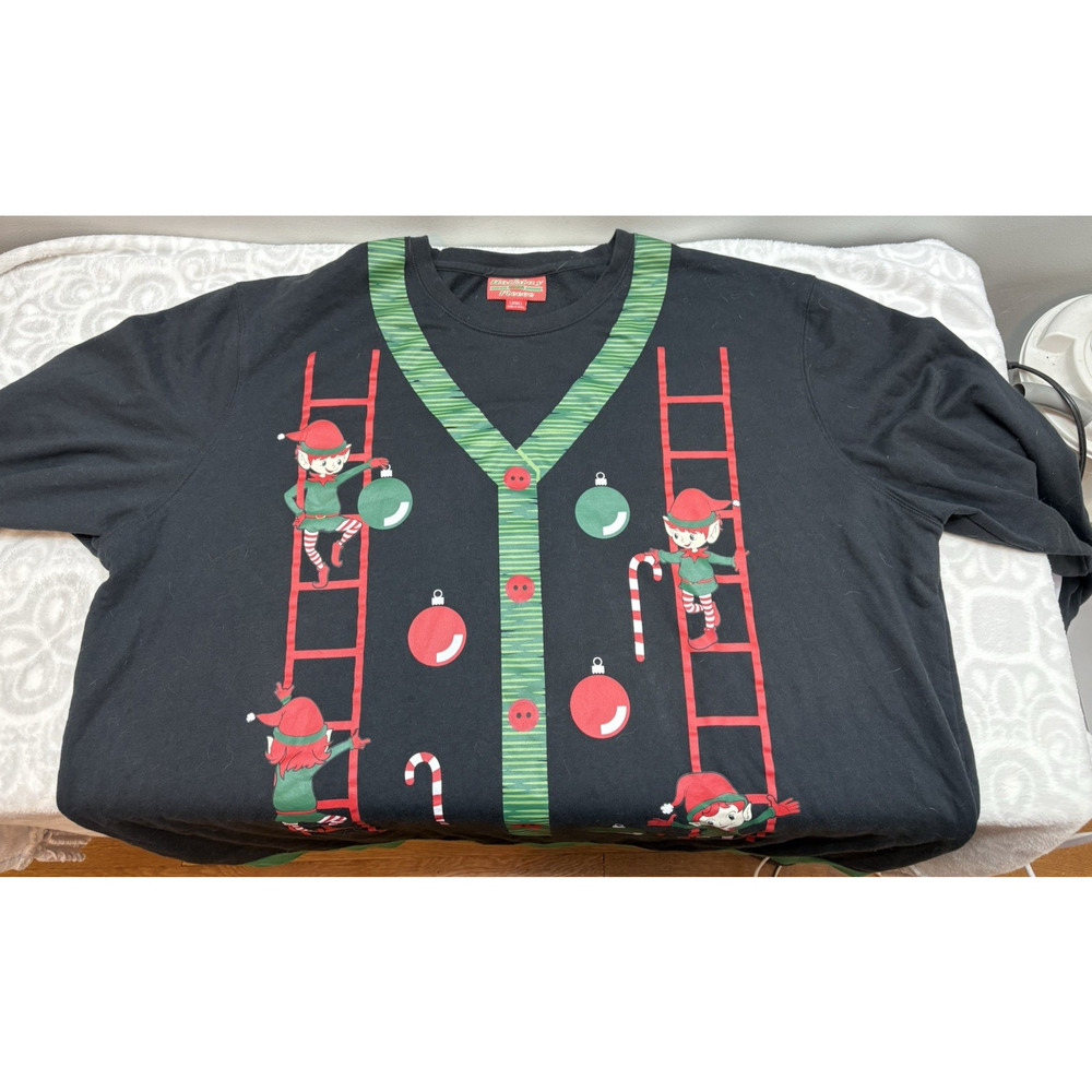 Men’s Holiday Fun! Christmas Sweatshirt 3xlt Vintage Elves Elf On The Shelf